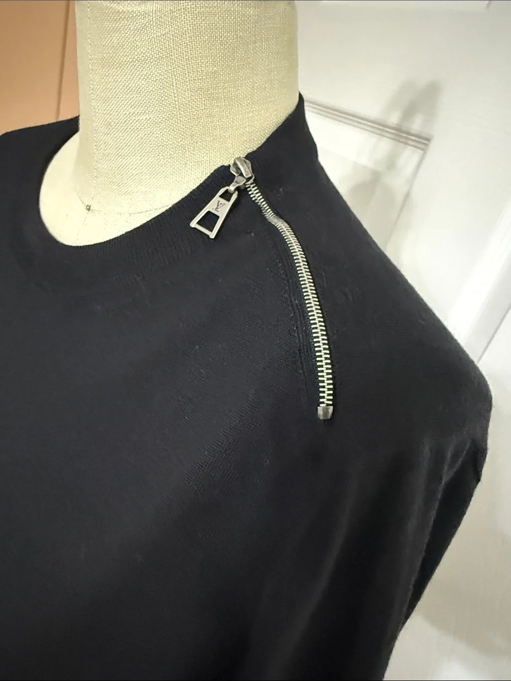 Louis Vuitton Black Asymmetric Hem Long Sleeve Top